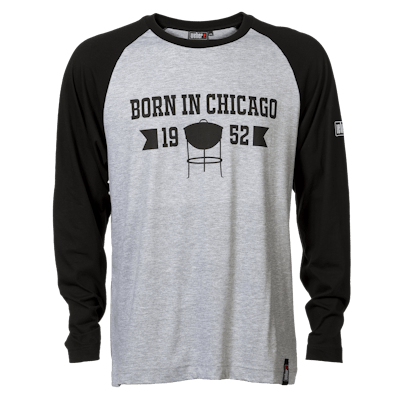 ”Born in Chicago” Unisex Långärmad – svart/grå-view 2