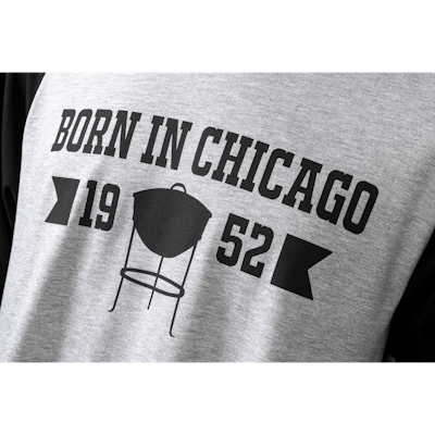 ”Born in Chicago” Unisex Långärmad – svart/grå-view 1